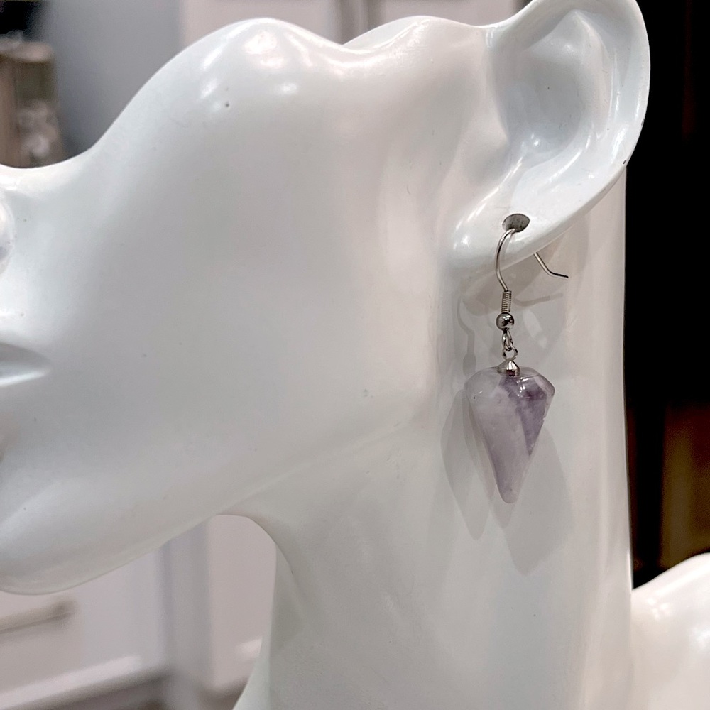 Amethyst Hexagonal Silver Drop Earring - image 3